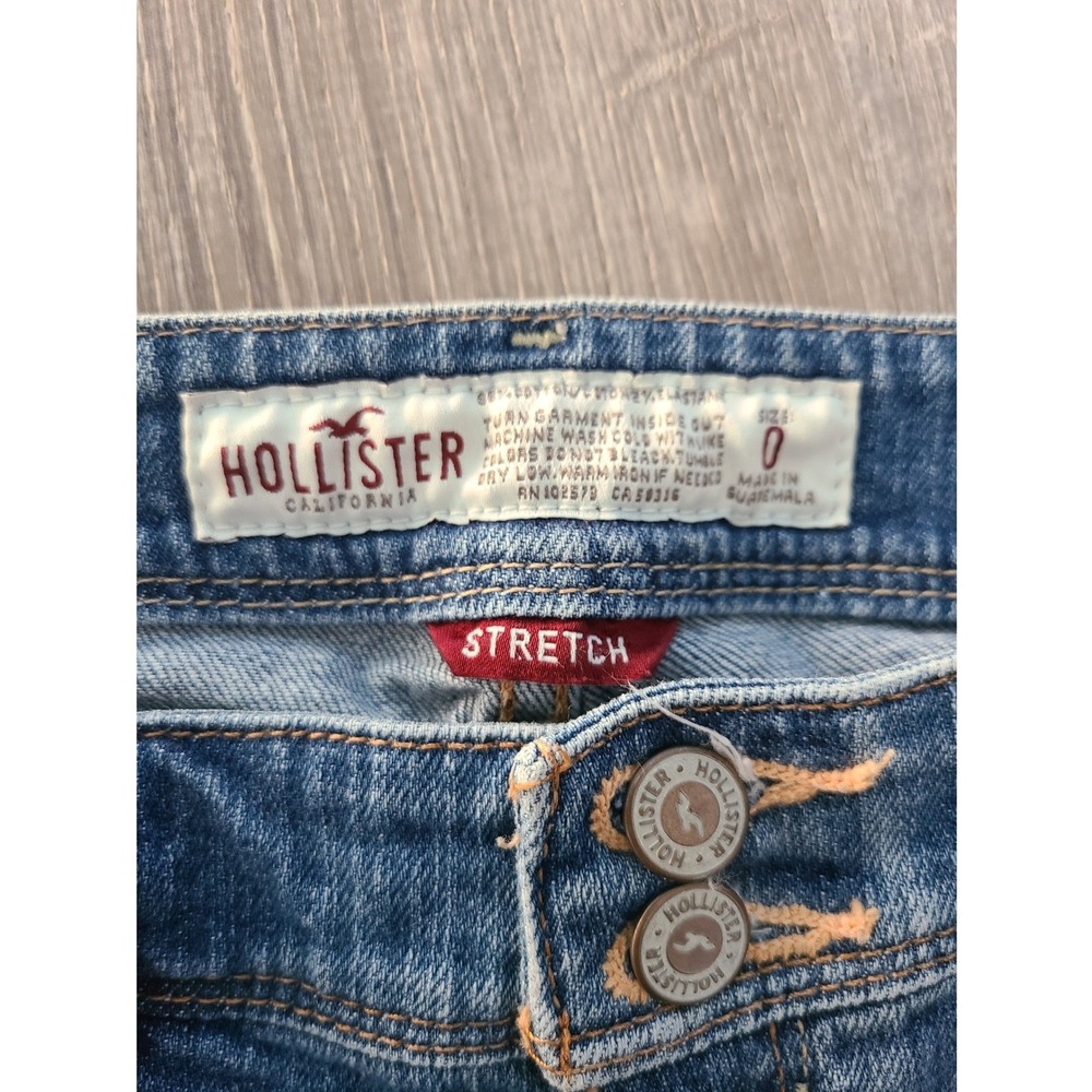 VTG Y2K Hollister Sz 0 Micro Jean Shorts Low Rise Medium Wash Stretchy It Girl - Picture 5 of 5